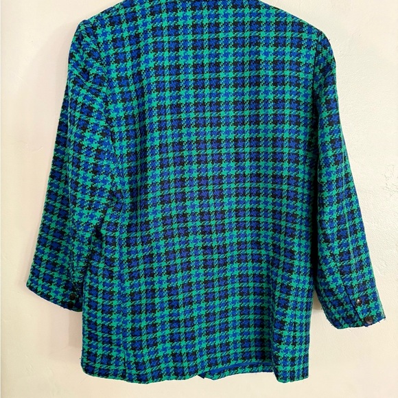 Vintage Reflections Green and Blue Plaid Blazer, Size 10 Petite - Picture 6 of 7
